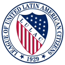 LULAC Seal, a stars and striped themed shield .