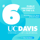 Infographic showing UC Davis's new ranking: Number 6!